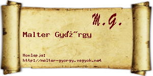 Malter György névjegykártya